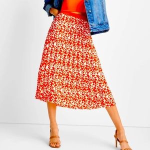 Future Collective x Kahlana Barfield Brown Pleated Skirt Orange Size 2 NWT